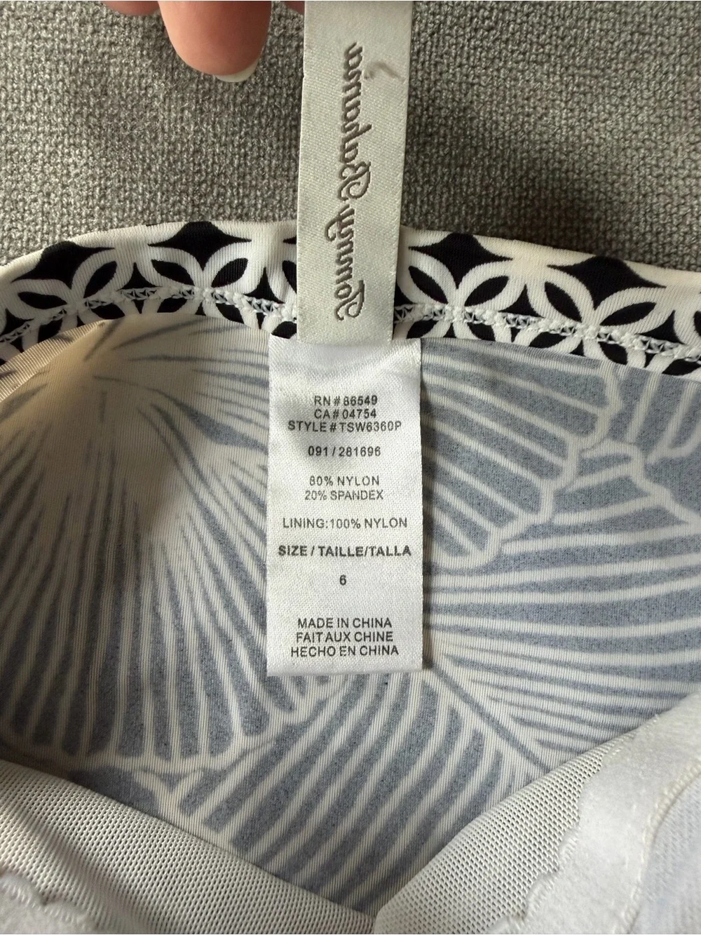Tommy Bahama Strapless One Piece Swimsuit Black White Print Ruched Sides 6 - Picture 4 of 6